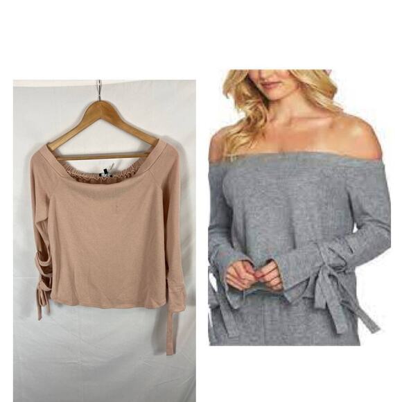 1.State Womens Tie-Sleeve Knit Blouse Blush Pink Size Small - Picture 1 of 6